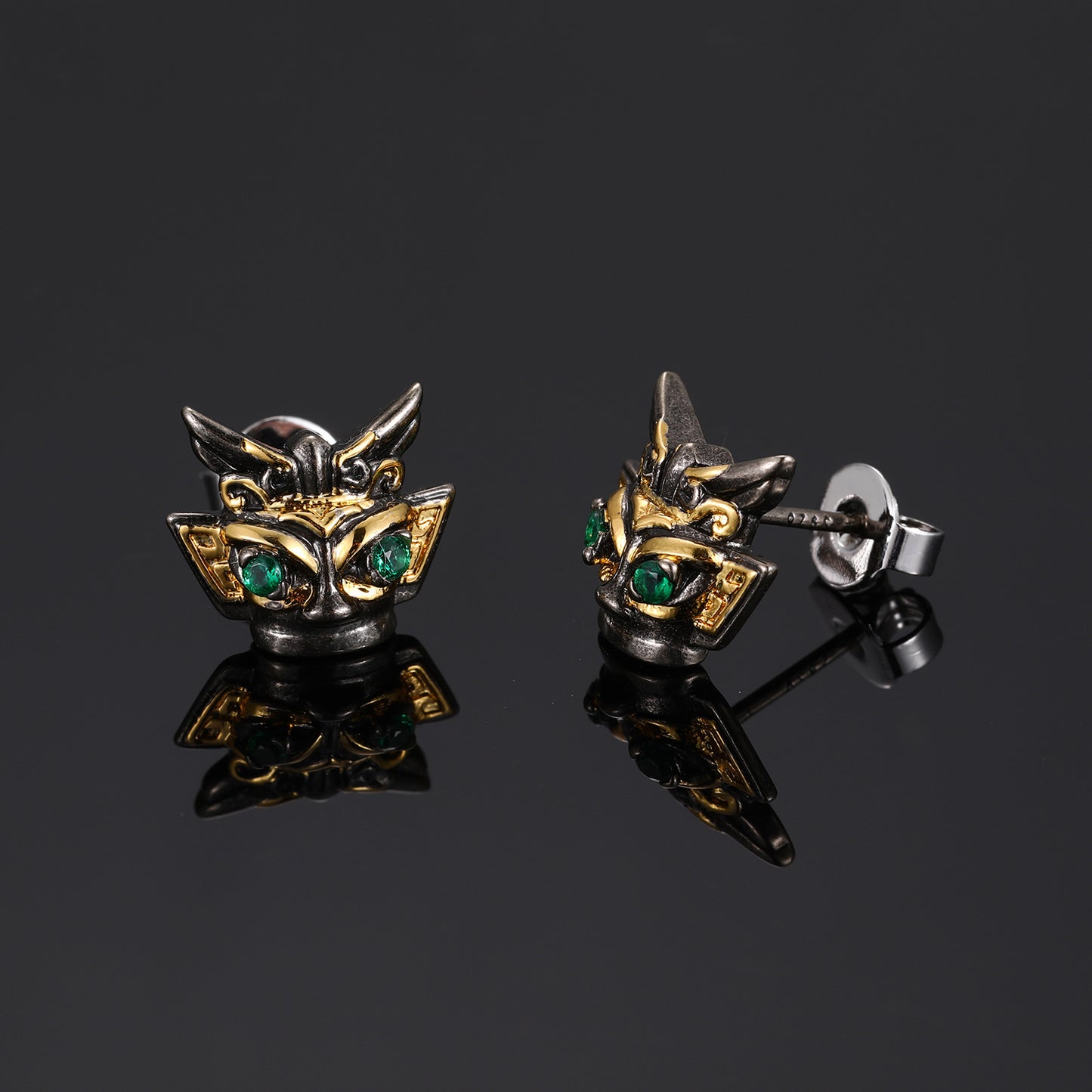 Unisex Vintage Geometric Mask Stud Earrings with Cubic Zirconia Accent product image
