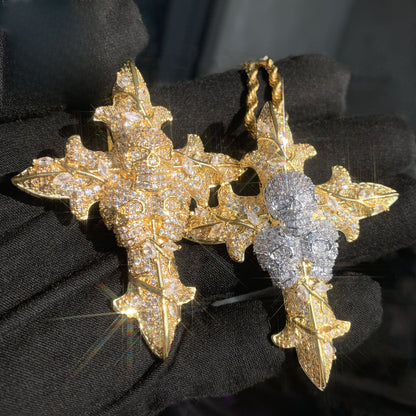 Iced Skull Cross Necklace for Men