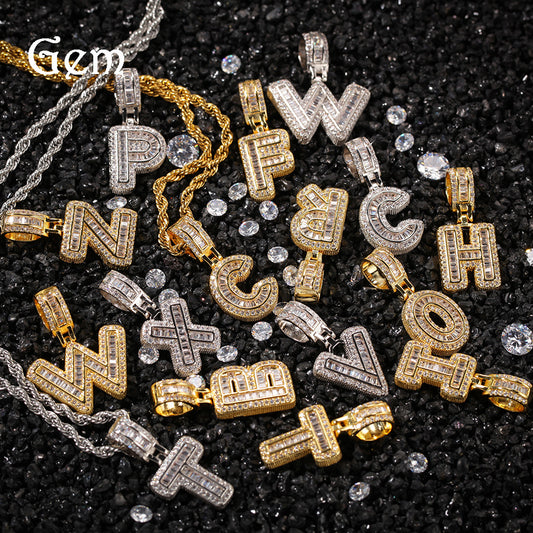 Iced Initial & Number Pendant Necklace with Cubic Zirconia Letter Charm on Twisted Chain for Women and Men