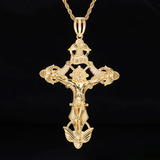 Vintage Cross Pendant Rope Chain Necklace for Women and Men - Hip Hop Streetwear Statement Jewelry product image