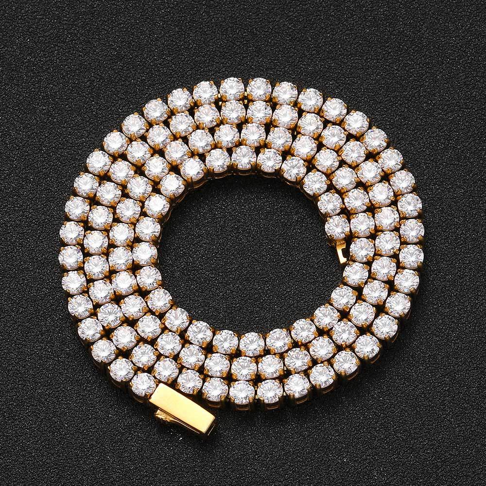 4 mm Round CZ Tennis Hip Hop Necklace with Stainless steel Base - CHA054 product image