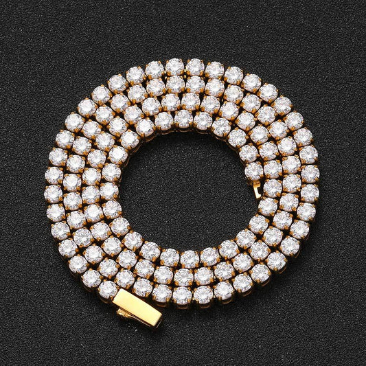 4 mm Round CZ Tennis Hip Hop Necklace with Stainless steel Base - CHA054 product image