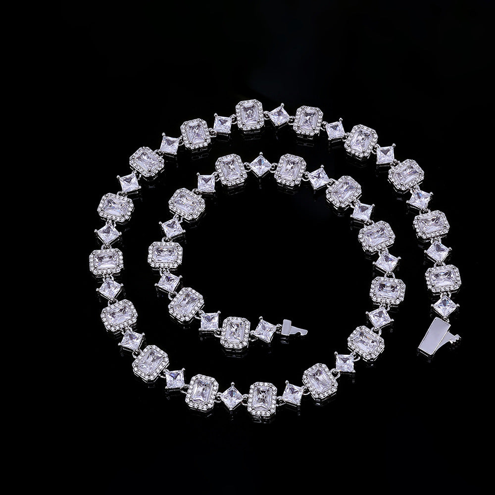 Round and Princess CZ Tennis Hip Hop Necklace with Copper Base - CHA400 product image