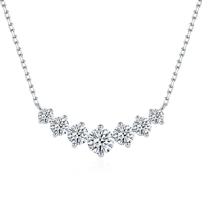 V-Shape Moissanite Pendant Necklace, Graduated Round Stone Cluster product image