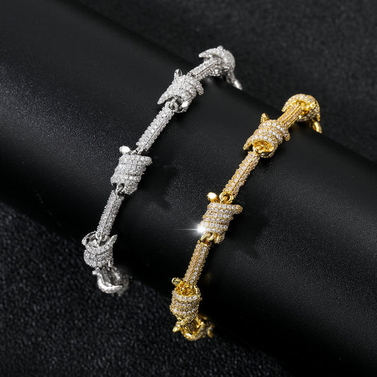 Hip Hop Minimalist Thorn Cubic Zirconia Bracelet for Men