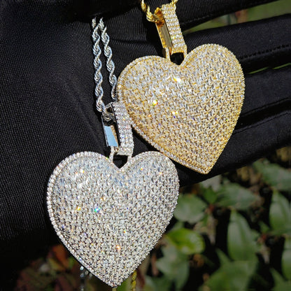 Iced Out Heart Pendant Necklace Unisex