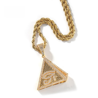 Triangle Pendant Necklace for Women with crystal detail Detail, Twisted Chain Statement Jewelry in Gold or Silver