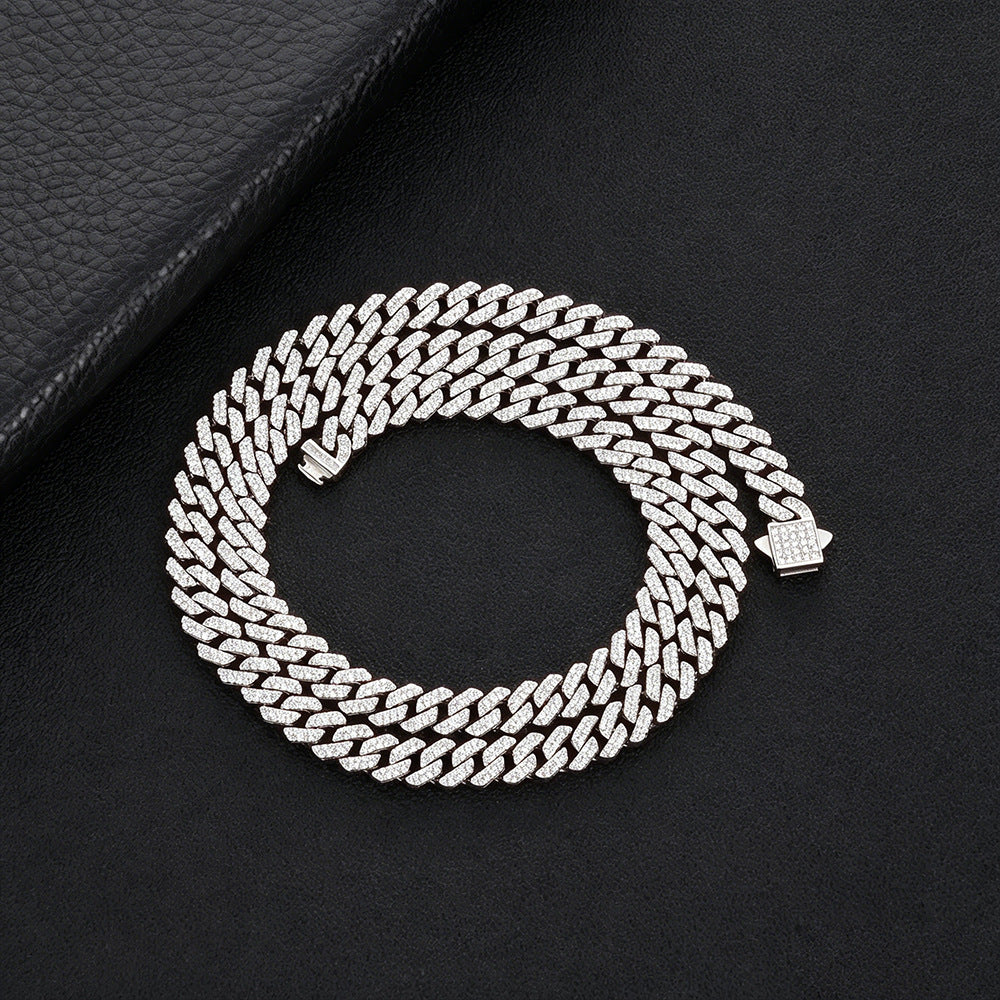 8 mm Iced Cuban Hip Hop Necklace with Cubic Zirconia on a Stainless steel Base - CHA490 product image