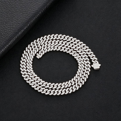 8 mm Iced Cuban Hip Hop Necklace with Cubic Zirconia on a Stainless steel Base - CHA490
