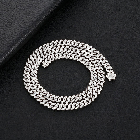 8 mm Iced Cuban Hip Hop Necklace with Cubic Zirconia on a Stainless steel Base - CHA490 product image