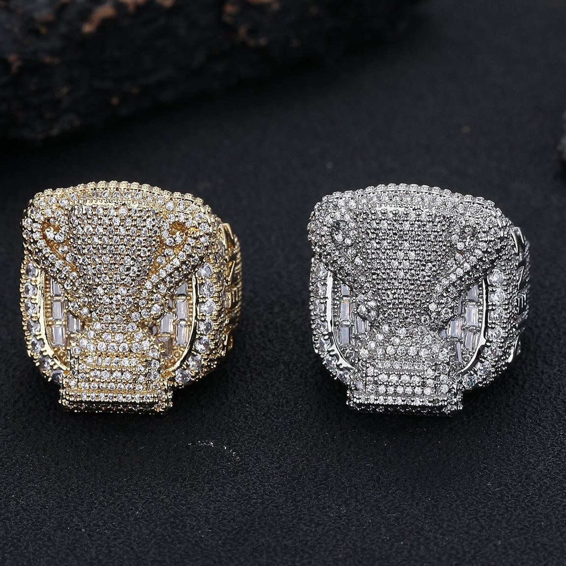 Iced Out Trophy Shape Ring, Hip Hop Cubic Zirconia Statement Ring, Unisex Streetwear Jewelry, Sizes 7-10 product image