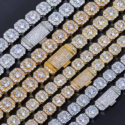 10-12 mm Square Halo CZ Link Copper Necklace or Bracelet - CHA091