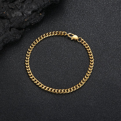 4-9 mm Polished Cuban Stainless steel Bracelet - CHA026