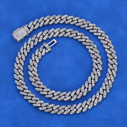 8 mm Iced Cuban Hip Hop Necklace with Cubic Zirconia on a Silver Base - CHA073