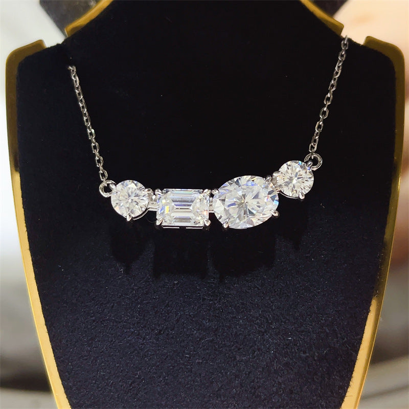 4 Carat Moissanite Necklace in 925 Silver, U Shape Multi Stone Pendant Chain for Women product image