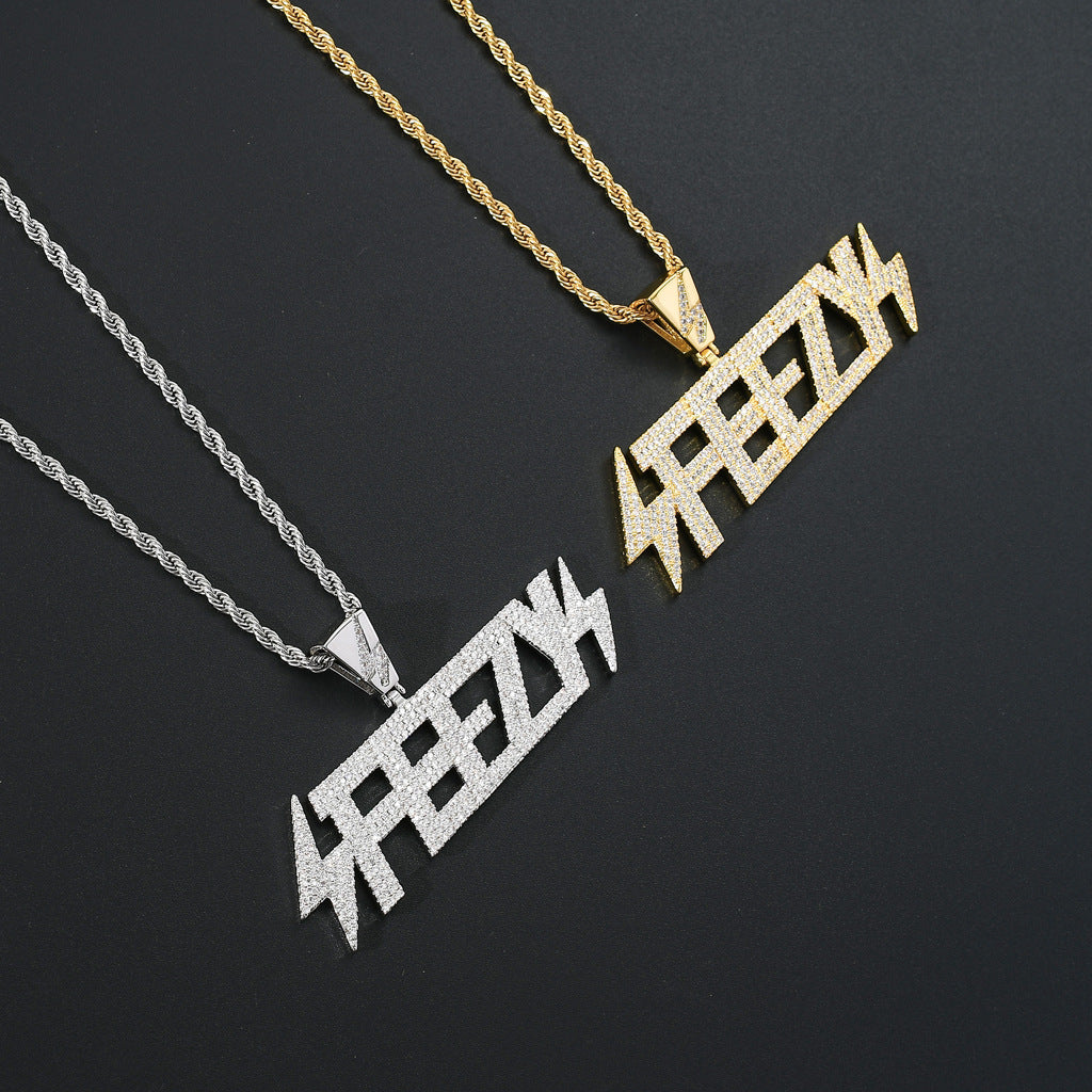 Hip Hop Star Geometric Round Cubic Zirconia Pendant Necklace for Men and Women