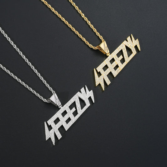 Hip Hop Star Geometric Round Cubic Zirconia Pendant Necklace for Men and Women