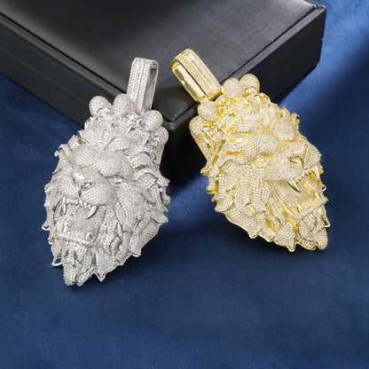 Lion Head Pavé Pendant Charm Necklace, Hip Hop Statement Jewelry