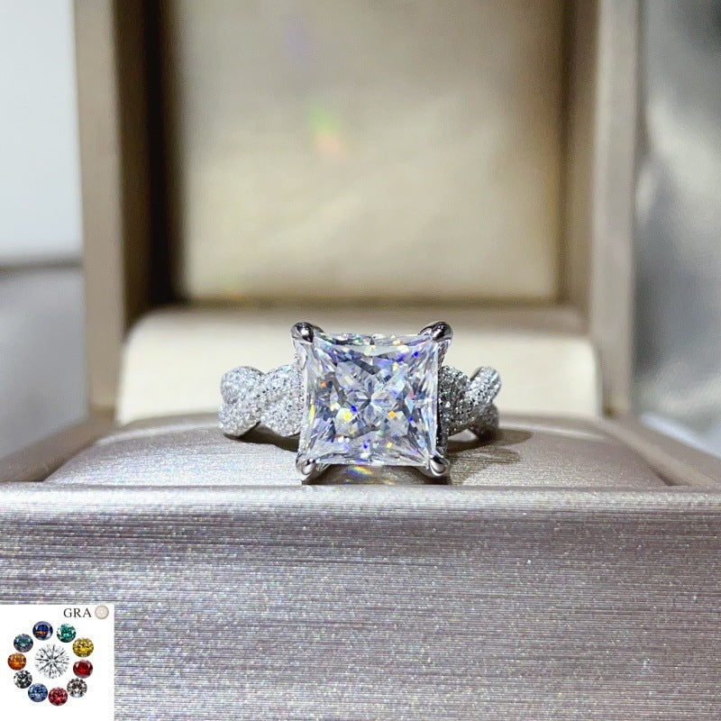 5 Carat Princess Cut Moissanite Ring for Women, Geometric Square Engagement Ring product image