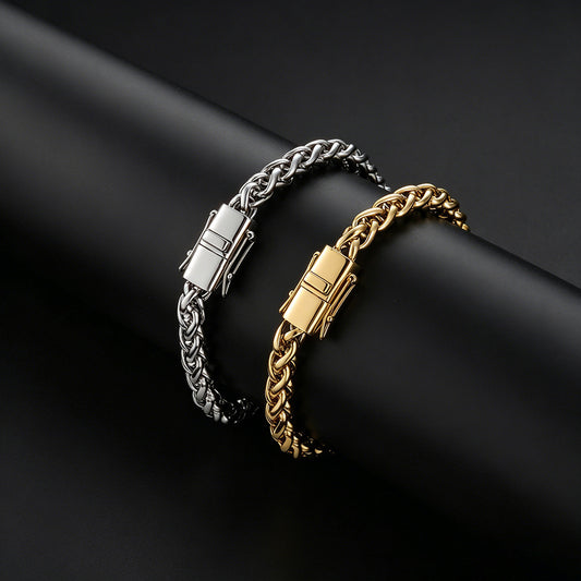 6 mm Polished Wheat Link Hip Hop Bracelet with Stainless steel Base - CHA487 product image