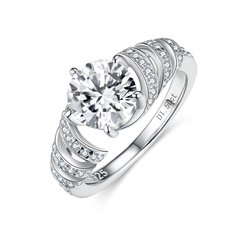 Round Cut Moissanite Ring for Women, 1.5 Carat S925 Engagement Ring, Split Shank Promise Ring, 18k Gold Plated product image