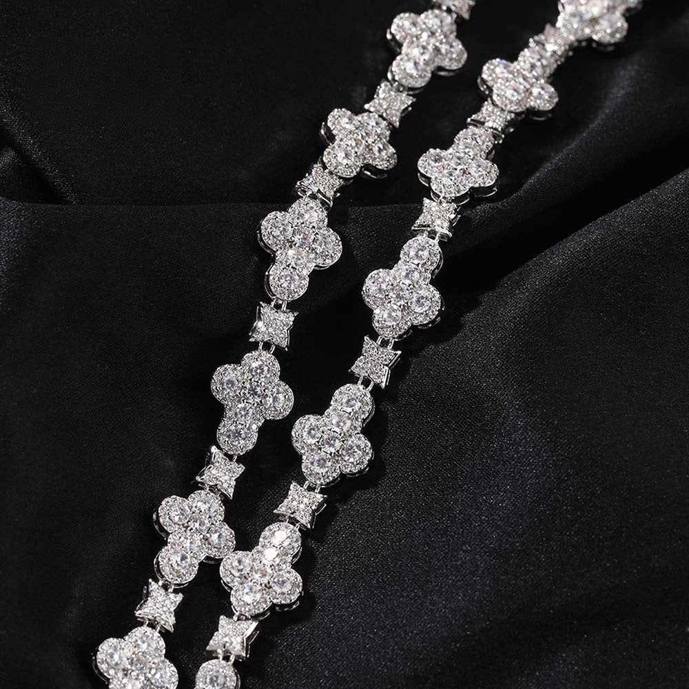 Iced Geometric Line Necklace for Women & Men - Cubic Zirconia Hip Hop Statement Chain in Gold or Silver, 16/18/20 Inch