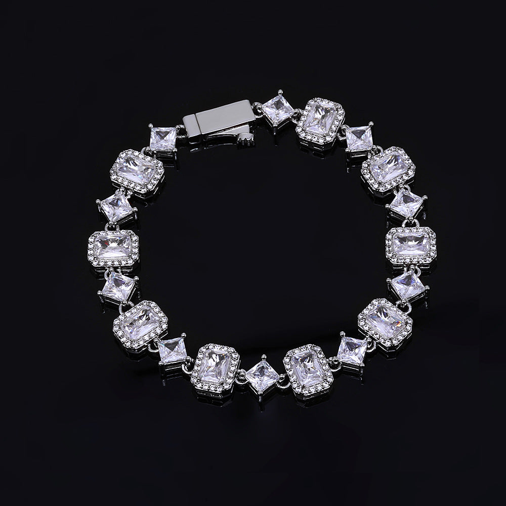 Round and Princess CZ Tennis Hip Hop Bracelet with Copper Base - CHA400 product image