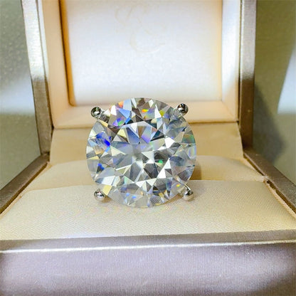 Round Moissanite Ring for Women, Six-Prong Solitaire Engagement Ring Style, Oversized Statement Promise Ring