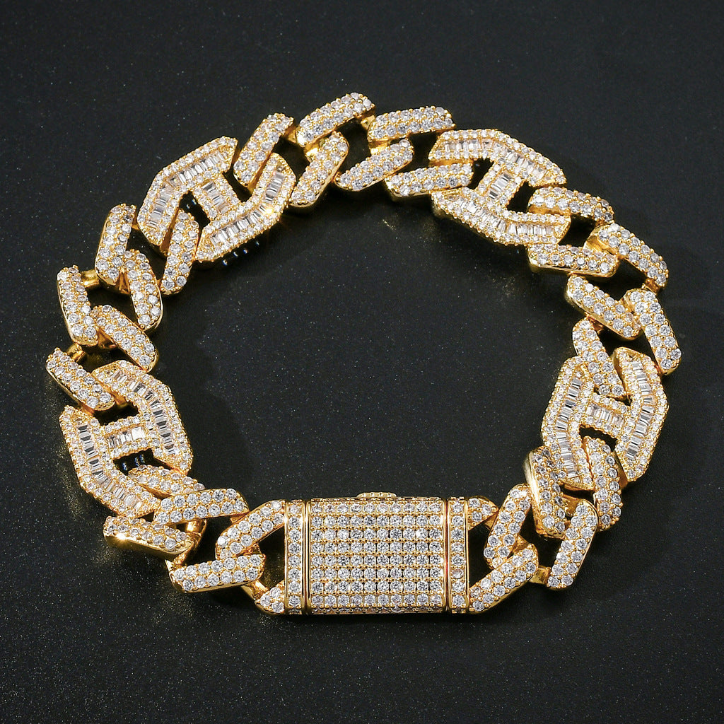 Hip Hop Light Luxury Cuban Link Cubic Zirconia Bracelet for Men