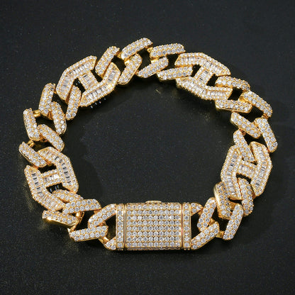 Hip Hop Light Luxury Cuban Link Cubic Zirconia Bracelet for Men