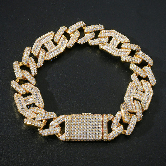 Hip Hop Light Luxury Cuban Link Cubic Zirconia Bracelet for Men
