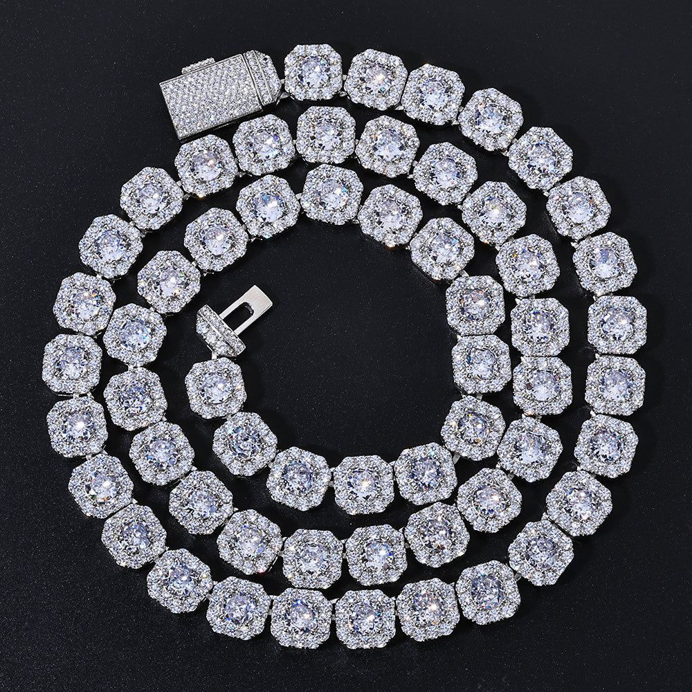 10-12 mm Square Halo CZ Link Copper Necklace - CHA091 product image