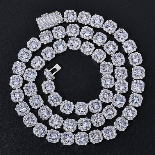 10-12 mm Square Halo CZ Link Copper Necklace - CHA091 product image