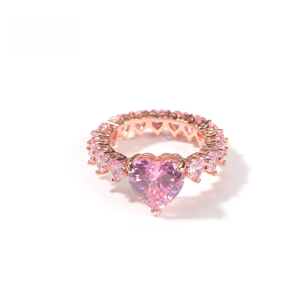 Heart Cut Cubic Zirconia Statement Ring for Women and Men – Gold, Silver & Rose Gold Stackable Fashion Ring product image