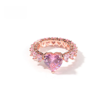 Heart Cut Cubic Zirconia Statement Ring for Women and Men – Gold, Silver & Rose Gold Stackable Fashion Ring