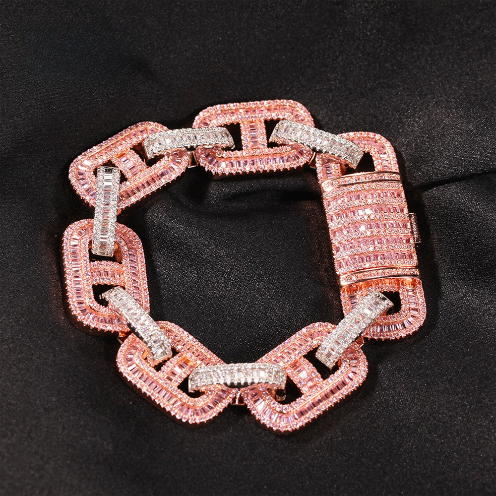 Iced Out Cuban Link Bracelet with Cubic Zirconia for Women & Men - Statement Hip Hop Chain Bracelet product image