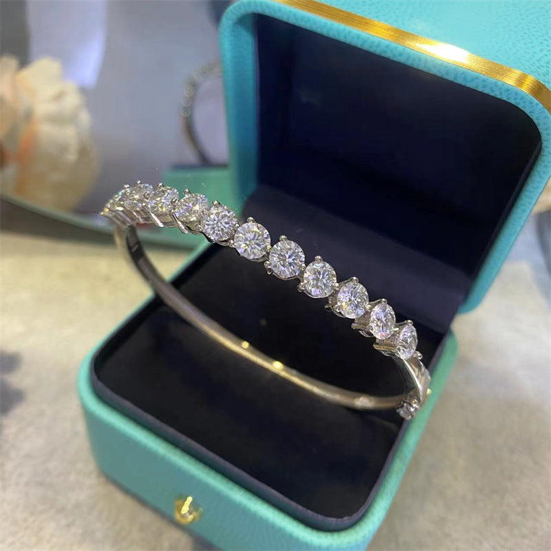 Moissanite Tennis Bangle Bracelet with Round Four-Prong Stones product image