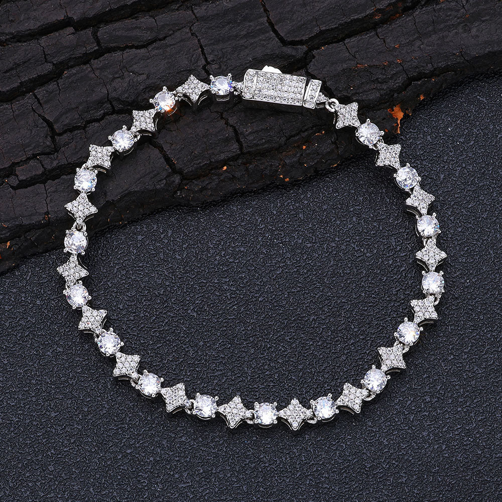 6 mm Star and Round CZ Link Copper Bracelet - CHA304 product image