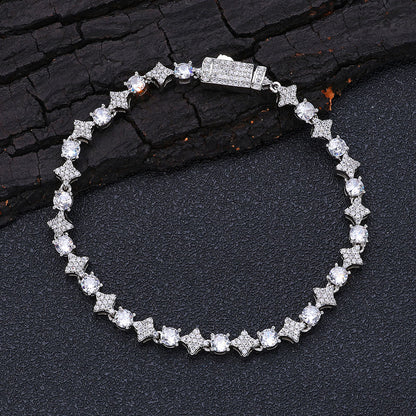 6 mm Star and Round CZ Link Copper Bracelet - CHA304