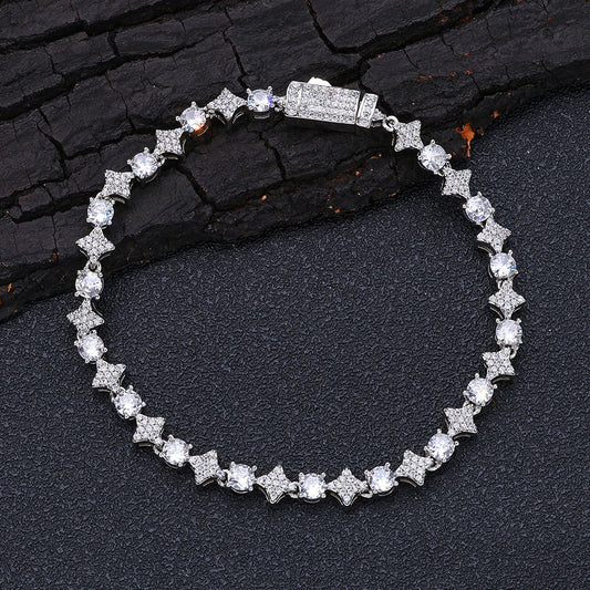 6 mm Star and Round CZ Link Copper Bracelet - CHA304 product image