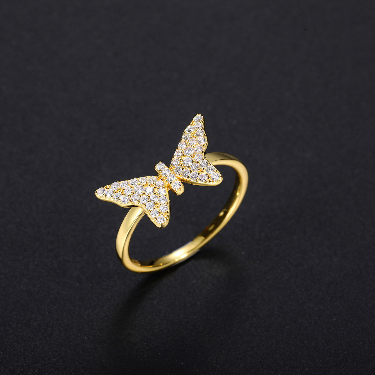 Butterfly Moissanite Ring for Women in 925 Silver Gold Tone Micro Pave Geometric Statement Ring product image