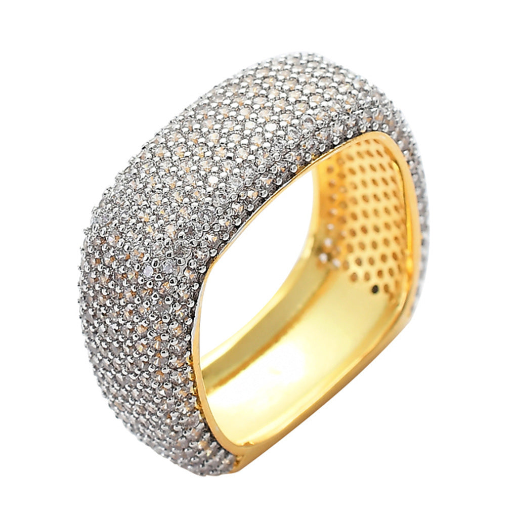 Light Luxury Minimalist Square Cubic Zirconia Ring for Men