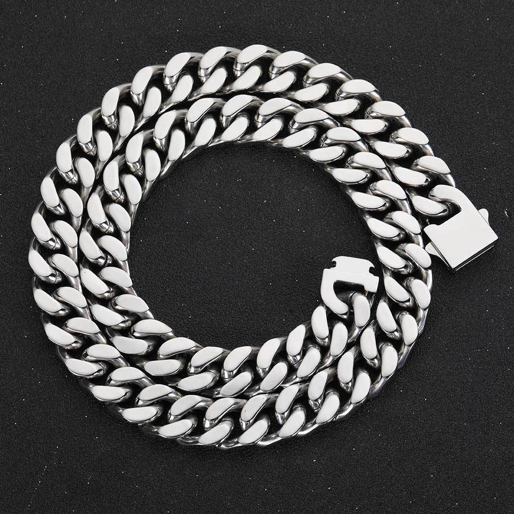5-15 mm Double-Woven Polished Cuban Stainless steel Necklace - CHA053 product image