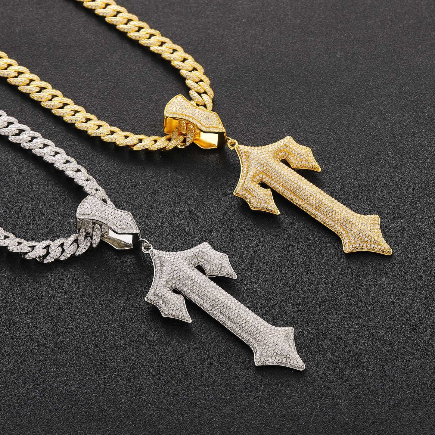 Hip Hop Vintage Cross Copper Pendant Necklace for Men and Women