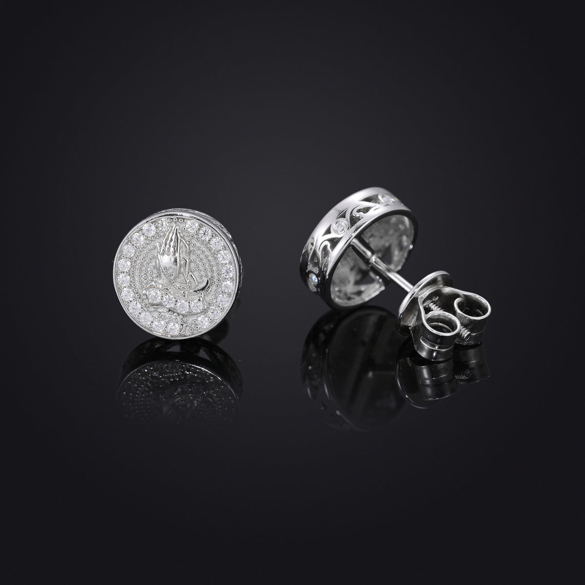 925 Silver Moissanite Round Stud Earrings for Women and Men product image