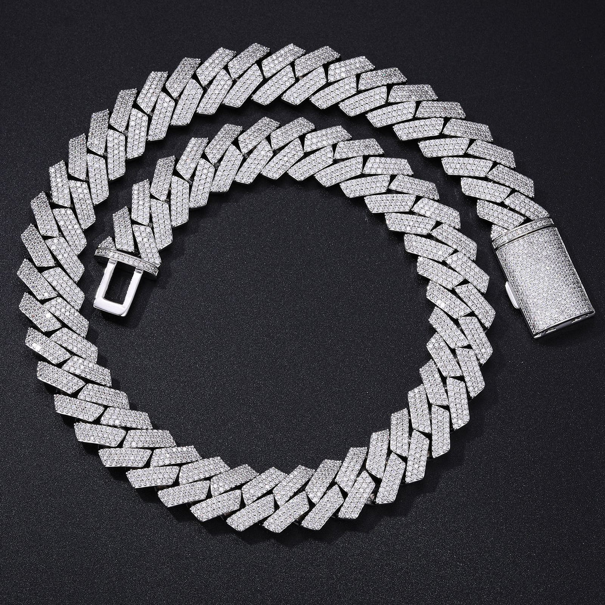 Iced Out Cuban Link Chain Bracelet & Necklace, Geometric Zircon Hip Hop Jewelry product image