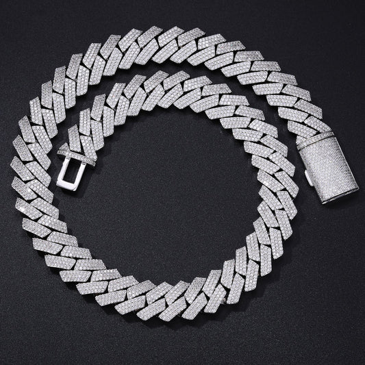 Iced Out Cuban Link Chain Bracelet & Necklace, Geometric Zircon Hip Hop Jewelry product image