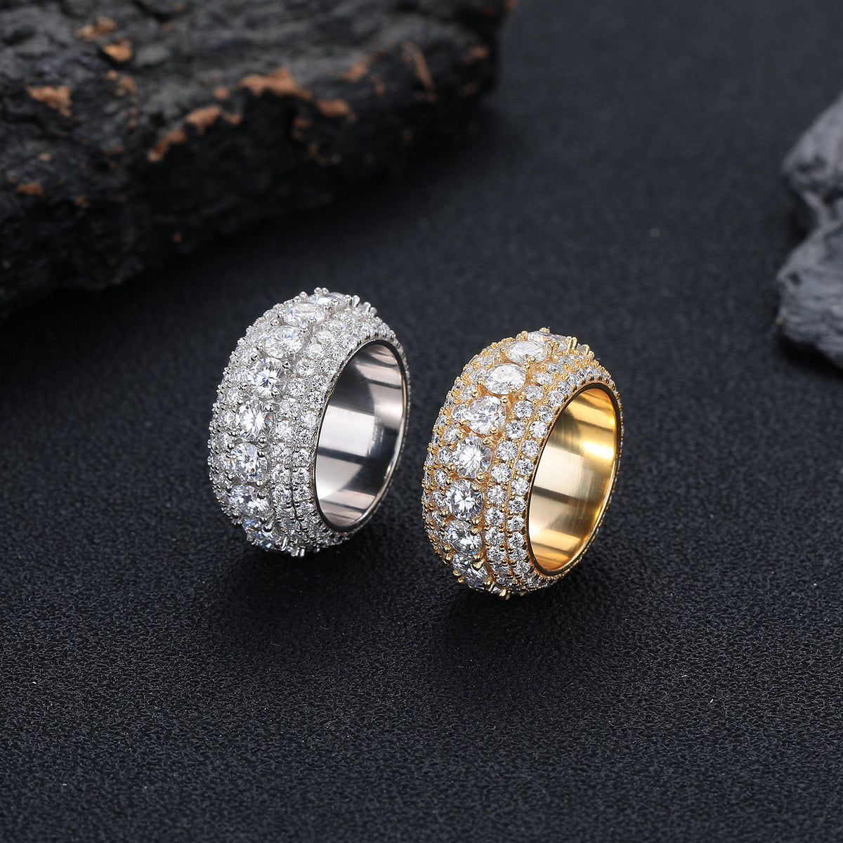 Pavé Cubic Zirconia Wide Band Ring for Men and Women, Unisex Chunky Ring, Two Color Options, Sizes 7-11 product image