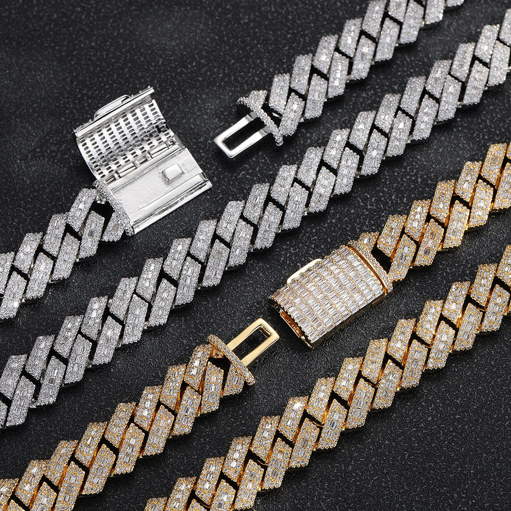 15mm Cuban Link Chain Bracelet and Necklace, Iced Out Geometric Hip Hop Jewelry, Unisex Streetwear Accessory product image