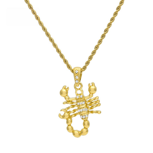 Iced Scorpion Pendant Necklace for Women and Men – Hip Hop Statement Animal Charm Chain in Gold or Silver Tone